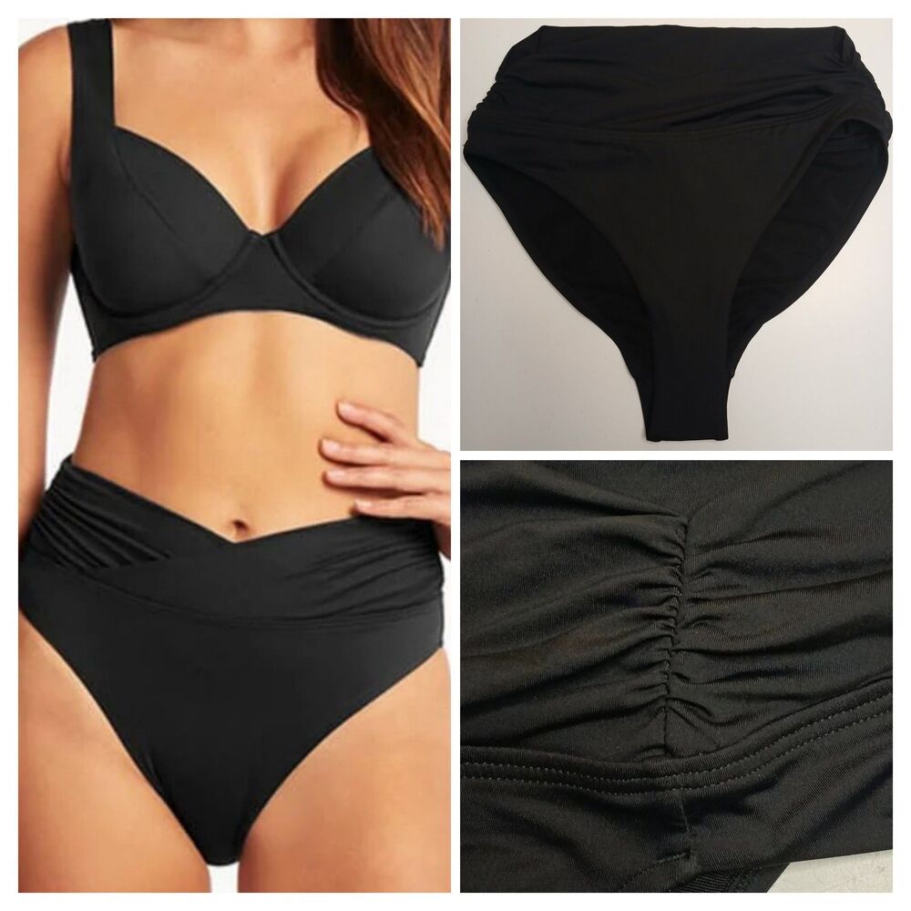 Sea Level Swim Bikini Bottom Sz 4 Black High Waist Australia $72